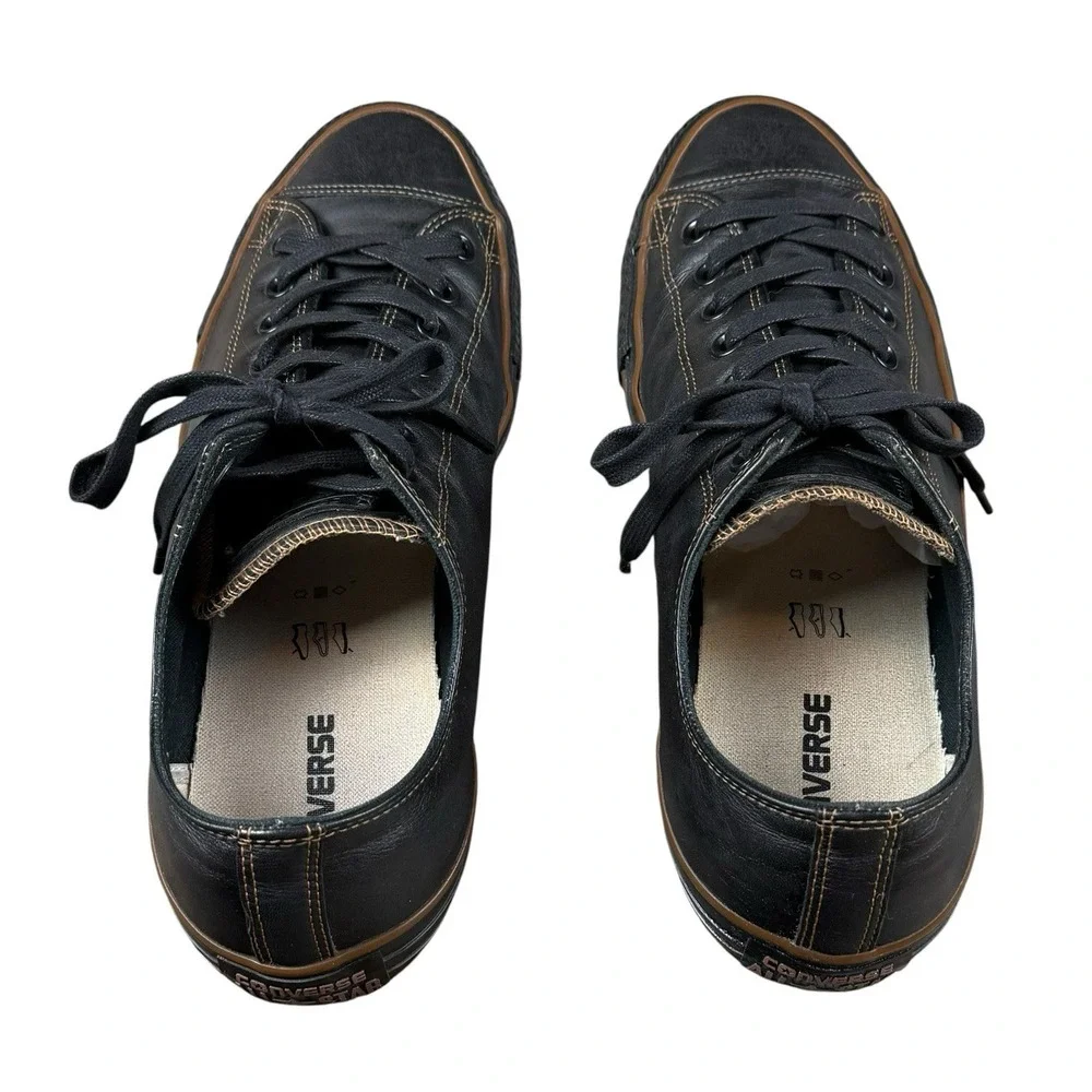 CONVERSE All Star Leather Low Top Mens 13 Black Brown Lace Up Casual Shoes